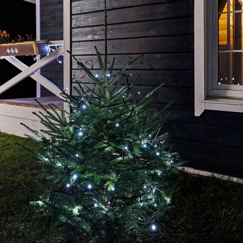 Гирлянда светодиодная "Твинкл Лайт" 10м 100LED бел. 10Вт 220В IP65 с контроллером 8 режимов провод ПВХ черн. Neon-Night 303-135 фото 5