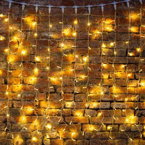 Гирлянда светодиодная "Светодиодный Дождь" 2х1.5м 192LED тепл. бел. 12Вт 230В IP65 постоян. свечение провод прозр. Neon-Night 235-306-6 фото 9