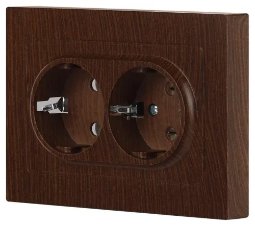 Розетка 2-м СП Accent 6-205-10 16А IP20 250В 2P+E Schuko AL/CU венге Intro Б0063502