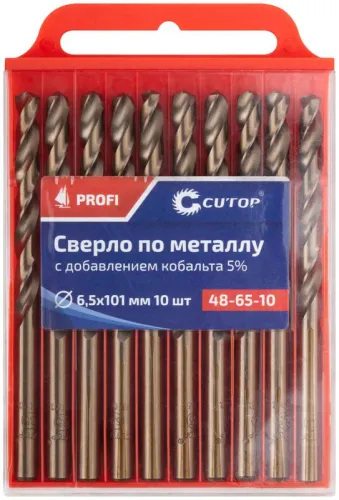 Набор сверл по металлу Profi 6.5х101мм с кобальтом 5проц. (уп.10шт) Cutop 48-65-10 фото 3
