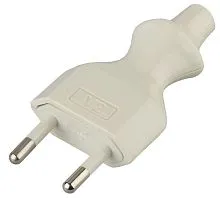 Вилка V2 6А без заземл. прямой ввод (10/200/9600) бел. ЭРА Б0019184