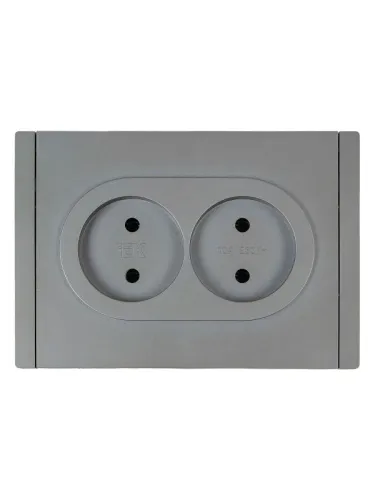 Розетка 2-м СП FORTE&PIANO FP526 10А без заземл. без защ. шторок безвинт. крепл. сталь IEK FP-R20-10-1-K46 фото 5