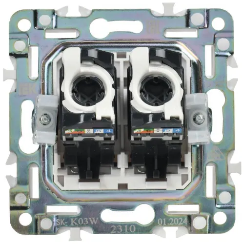 Розетка компьютерная двойн. RJ45 кат.5E SKANDY SK-K03W арктич. бел. IEK SK-K20-1-K01 фото 2