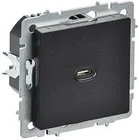 Розетка СП BRITE USB C 65Вт высокоскор. заряд. РЮ12-1-БрЧ черн. IEK BR-U13-065-K02