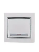 Выключатель 1-кл. СП Mira 10А IP20 с подсветкой с сер. вставкой бел. LEZARD 701-0215-111