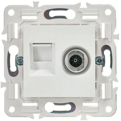 Розетка двойная TV+RJ45 кат.6E SKANDY SK-A15W арктич. бел. IEK SK-AK20-2-K01 фото 3