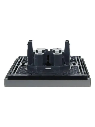 Розетка 2-м СП FORTE&PIANO FP526 10А без заземл. без защ. шторок безвинт. крепл. сталь IEK FP-R20-10-1-K46 фото 2