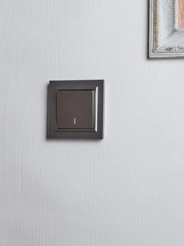 Выключатель проходной 1-кл. СП BRITE ВС10-1-7-БрС 10А с индик. механизм сталь IEK BR-V12-1-10-K46 фото 6