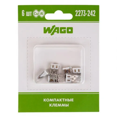 Клемма 2-х проводн. для распред. короб. (с контактн. пастой "Alu-Plus") 2273-242 (уп.6шт) WAGO 07-5141-06 фото 2