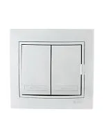 Выключатель 2-кл. СП Mira 10А IP20 со вставкой сер. метал. LEZARD 701-1010-101