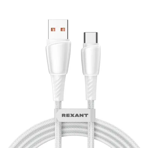 Кабель USB-A-Type-C 5А 100Вт 1м бел. нейлон. оплетка Rexant 18-7067 фото 2