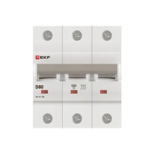 Выключатель автоматический модульный 3п D 80А 15кА ВА 47-125 PROxima EKF mcb47125-3-80D фото 4