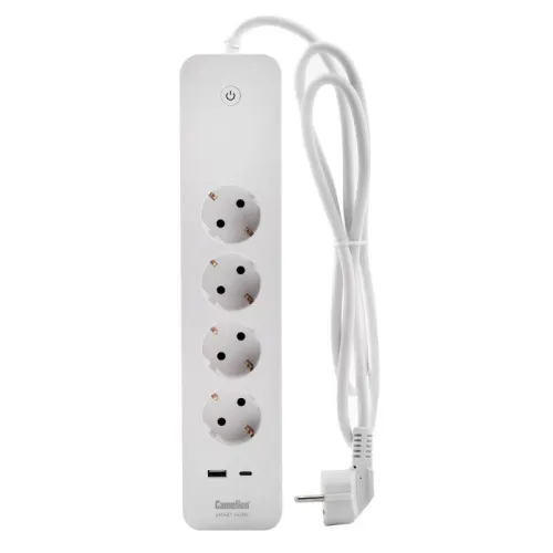 Фильтр сетевой умный Smart Home SZD/SH/4х1.5/WIFI 4гн.1.5м 16А 4000В USB+Type-С WiFi+Счетчик Camelion 14800 фото 8