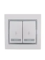 Переключатель проходной 2-кл. СП Mira 10А с сер. вставкой бел. LEZARD 701-0215-106