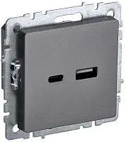 Розетка BRITE USB A+C 18Вт РЮ11-1-БрС механизм сталь IEK BR-U22-018-K46