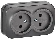 Розетка 2-м ОП GLORY РС22-2-ХСм 10А без заземл. без защ. шторок сталь матов. IEK ERH20-K46M-10