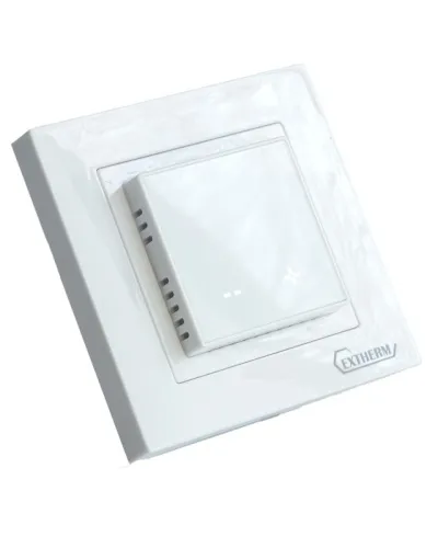 Термостат програмируемый с сенсорными кнопками и датчиком темпер. пола без расписания совместим с рамками с внутрен. размером 56х56мм Schneider Unica Exxact и Legrand Valena бел. Extherm ET-43(w) фото 2