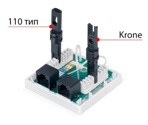 Розетка компьютерная 2-м ОП WS-8P8C-Cat.5e-2 RJ45 кат.5E Dual IDC Cabeus 7247c фото 4