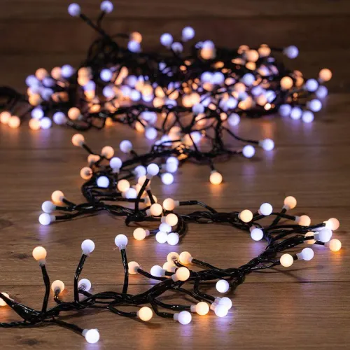 Гирлянда светодиодная "Мишура LED" 3м 288LED бел./тепл. бел. 18Вт 220-240В IP20 провод ПВХ темн. зел. Neon-Night 303-608