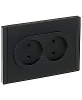 Розетка 2-м СП FORTE&PIANO FP125 10А без заземл. защ. шторки безвинт. крепл. черн. IEK FP-R23-10-1-K02