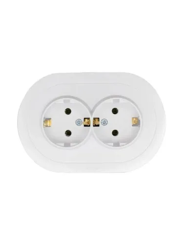 Розетка 2-м СП OSEN с заземл. ПБТ круглая механизм бел. LEZARD 744-0200-127B