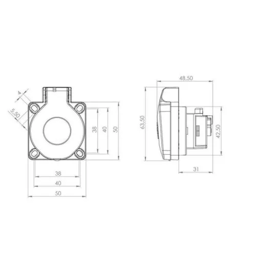 Розетка влагозащ. с крышкой с/з скрытая установка16А IP54 каучук Rexant 111-008 фото 10