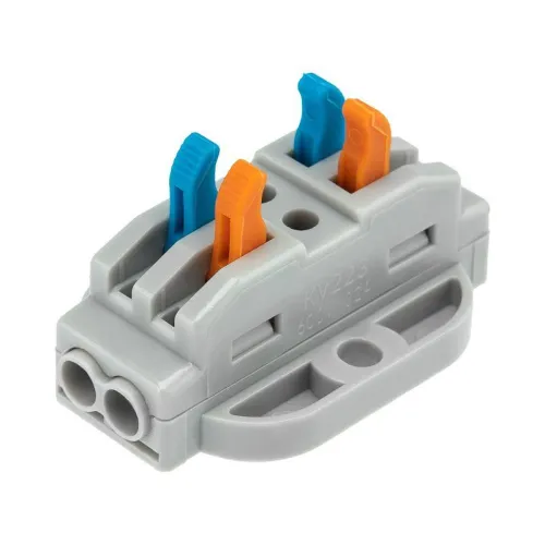 Клемма строительно-монтажная СМК проходная 222-422P 2п 0.08-4кв.мм с монтажной площадкой сер. (блист.5шт) Rexant 07-6262-5 фото 2