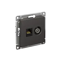 Розетка компьютерная + телевизионная 2-м СП AtlasDesign RJ45 кат.5E + TV механизм базальт SE ATN001489
