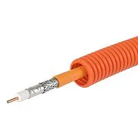 Электротруба ПНД гибкая гофрированная d20мм с коаксиальным кабелем SAT нг(А)-HF (уп.50м) оранж. DKC 7VE92050