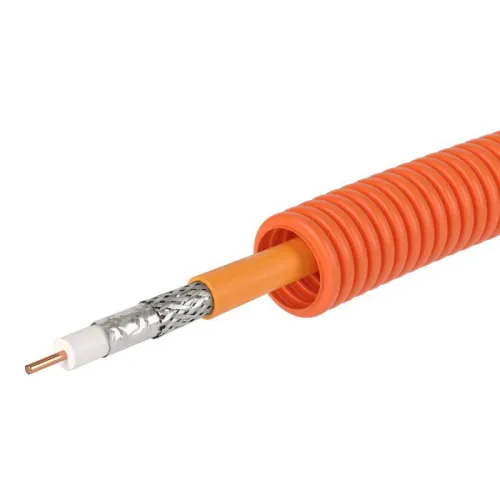 Электротруба ПНД гибкая гофрированная d20мм с коаксиальным кабелем SAT нг(А)-HF (уп.25м) оранж. DKC 7VE92025 фото 2