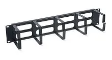 Органайзер кабельный горизонтальный JB08-2U-BK 19дюйм 2U 5 колец метал. черн. (RAL9004) Cabeus 7771c