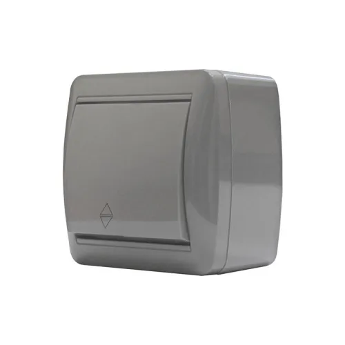 Переключатель проходной 1-кл. ОП Клио 10А IP44 сер. UNIVersal К2230-Gr фото 3