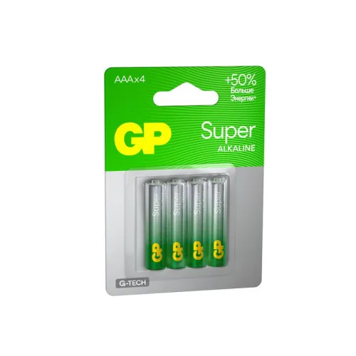 Элемент питания алкалиновый AAA/LR03 1.5В Super Alkaline G-Tech 24AA21-2CRSBC4 40/160 (блист.4шт) GP 21385 фото 2