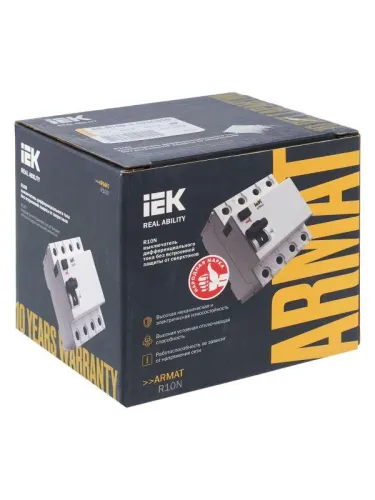 Выключатель дифференциального тока (УЗО) 4п 25А 30мА тип AC ВДТ R10N ARMAT IEK AR-R10N-4-025C030 фото 11