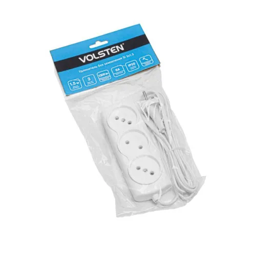 Удлинитель 3х1.5 6А 6А 1300Вт ШВВП2х0.75 модель Р16-010 Si Volsten 13583 фото 3