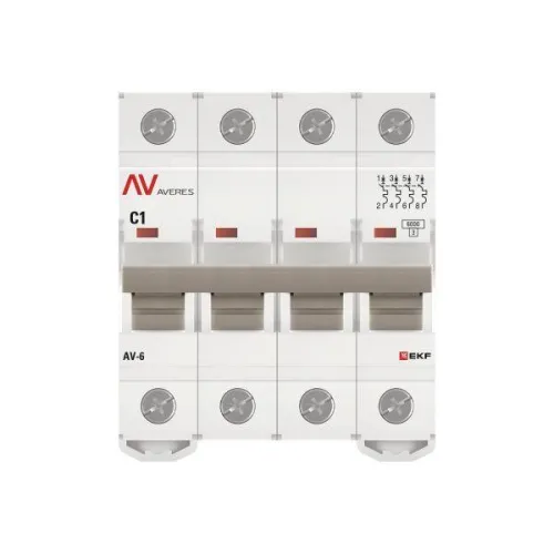 Выключатель автоматический модульный 4п C 1А 6кА AV-6 AVERES EKF mcb6-4-01C-av фото 4