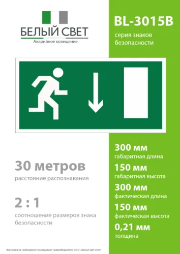 Знак безопасности BL-3015B.E09 Белый свет a14587 фото 3
