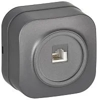 Розетка телефонная ОП RJ11 GLORY РТ20-ХСм сталь матов. IEK ETH10-K46M