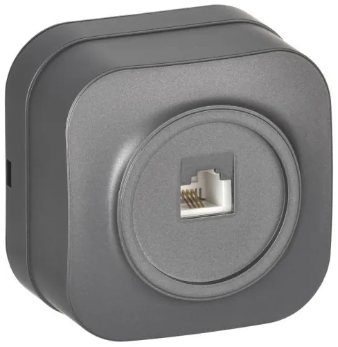 Розетка телефонная ОП RJ11 GLORY РТ20-ХСм сталь матов. IEK ETH10-K46M