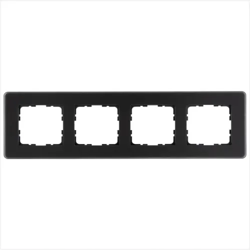 Рамка 4-м G-Glass закругленная стекло матов. черн. Jasmart G1004GB-RM