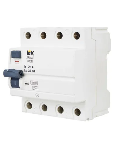 Выключатель дифференциального тока (УЗО) 4п 25А 30мА тип AC ВДТ R10N ARMAT IEK AR-R10N-4-025C030 фото 10