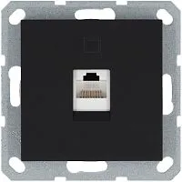 Розетка компьютерная 1-м RJ45 IP20 кат. 5E механизм черн. матов. soft touch Jasmart G6105PB