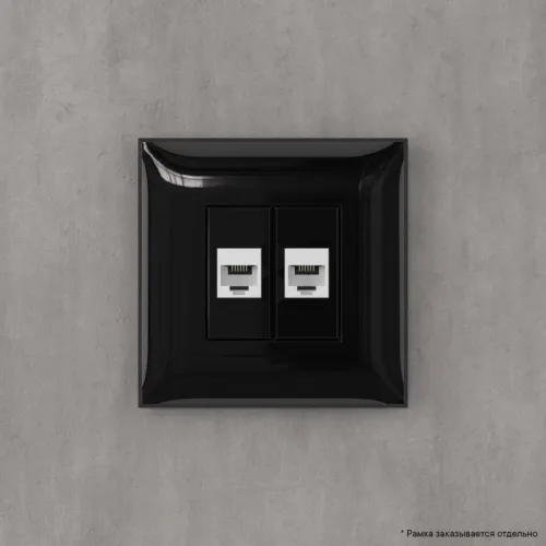 Розетка телефонная 2-м СП Avanti "Черный квадрат" RJ12 без шторок механизм DKC 4402614 фото 3