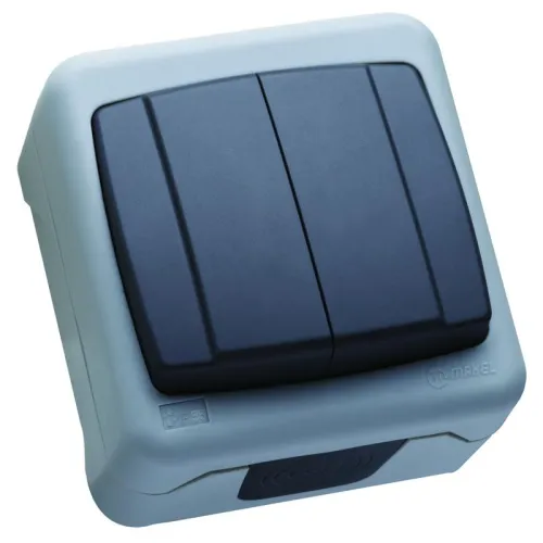 Выключатель двухклавишный с винтовым зажимом IP55 Makel 36064003