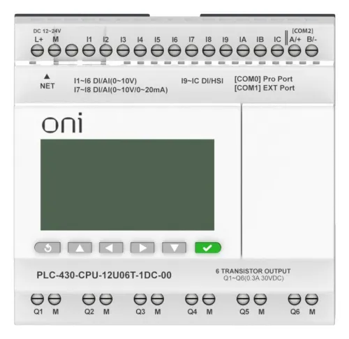 Модуль ЦПУ ПЛК 430 4 DI 6 UI (0-10В/DI) 2 UI (0-10В/0-20мА/DI) 6 TO 24В DC с Ethernet портом с экраном ONI PLC-430-CPU-12U06T-1DC-00 фото 5
