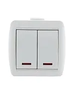 Выключатель 2-кл. ОП Nata 10А IP20 с подсветкой бел. LEZARD 710-0200-112