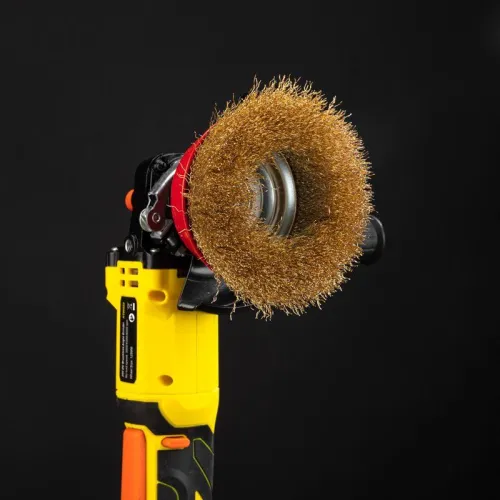 Щетка чашечная для УШМ витая латунированная проволока 125мм М14 Kranz KR-91-1210 фото 9