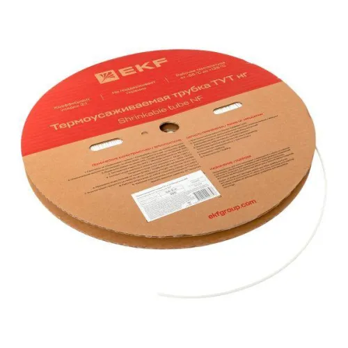 Трубка термоусадочная ТУТ нг 2/1 бел. (уп.200м) EKF tut-2-w фото 4