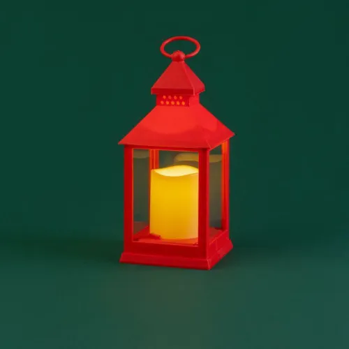 Фонарь декоративный со свечкой красный корпус размер 10.5х10.5х24см тепл. бел. Neon-Night 513-059 фото 7