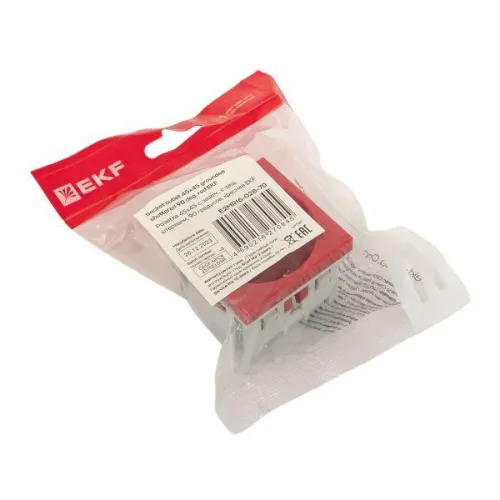 Розетка 45х45 (2 модуля) с заземл. прямая красн. EKF E2MR16-028-70 фото 3